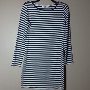 Julia Black and White Striped Long Sleeve Mini Dress